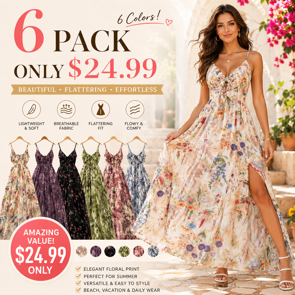 Women's Floral Print Cami Dress, Boho Fashion Casual A Line Dress for Beach Holiday Vacation, Ladies Dress for Summer